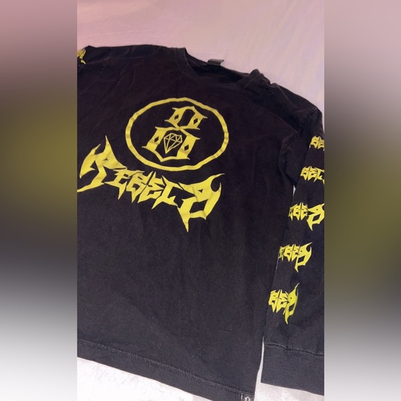 Rebel 8 Mens Black Grunge Skate Long Sleeve Logo Streetwear Y2K Punk - Picture 2 of 7